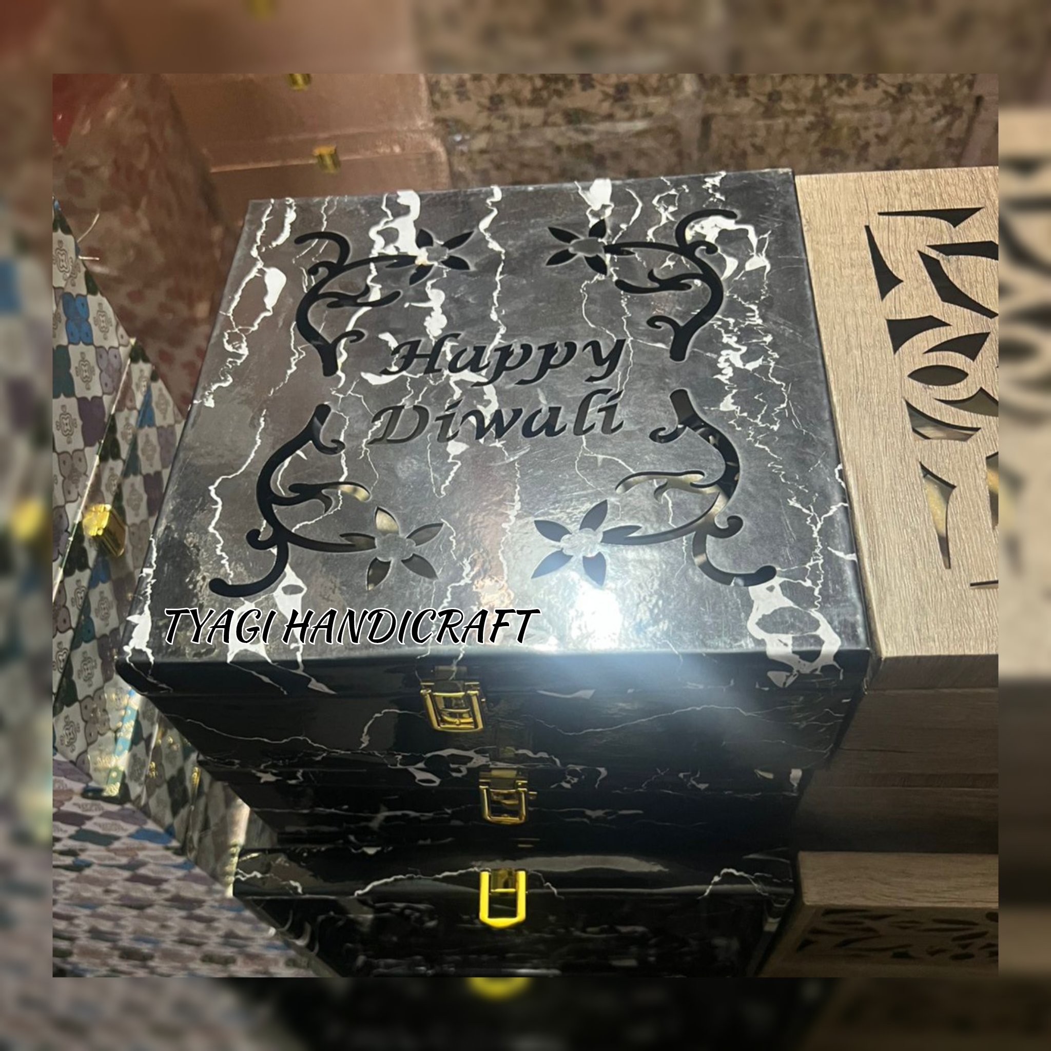 Custom laser engraved dry fruit gift box for business branding