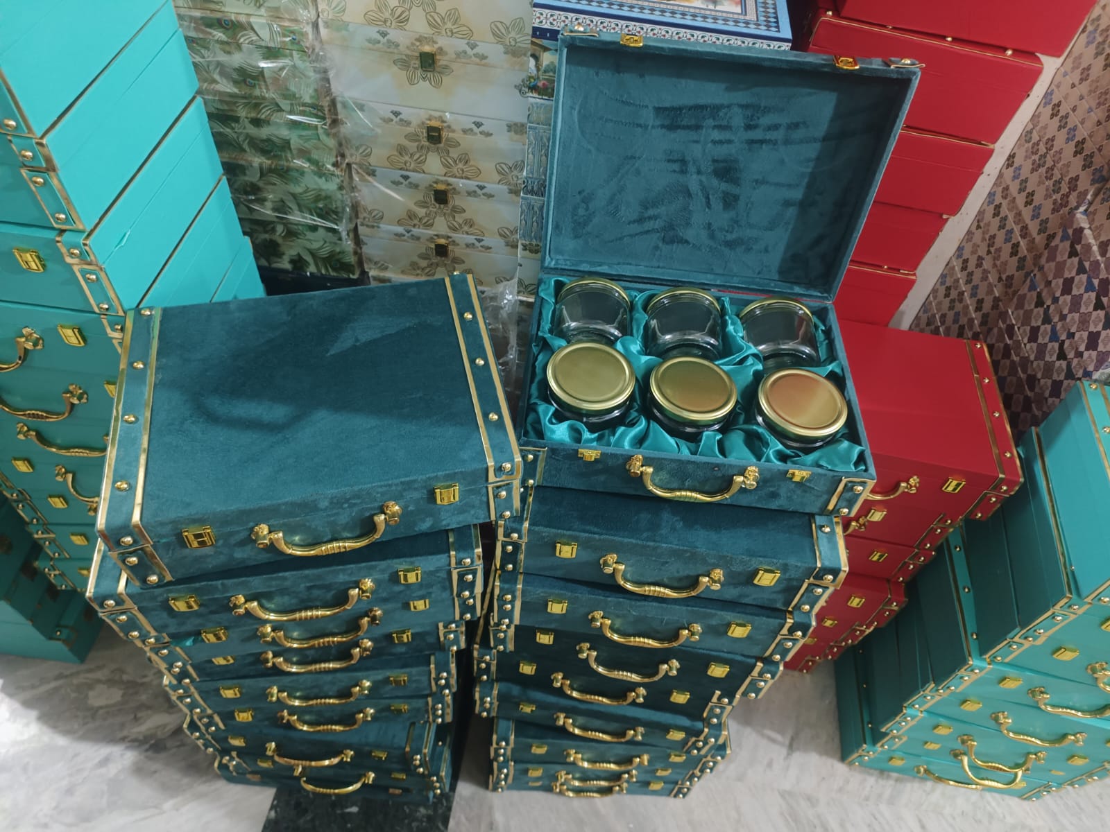 Premium dry fruit gift box with velvet finish for corporate gifts