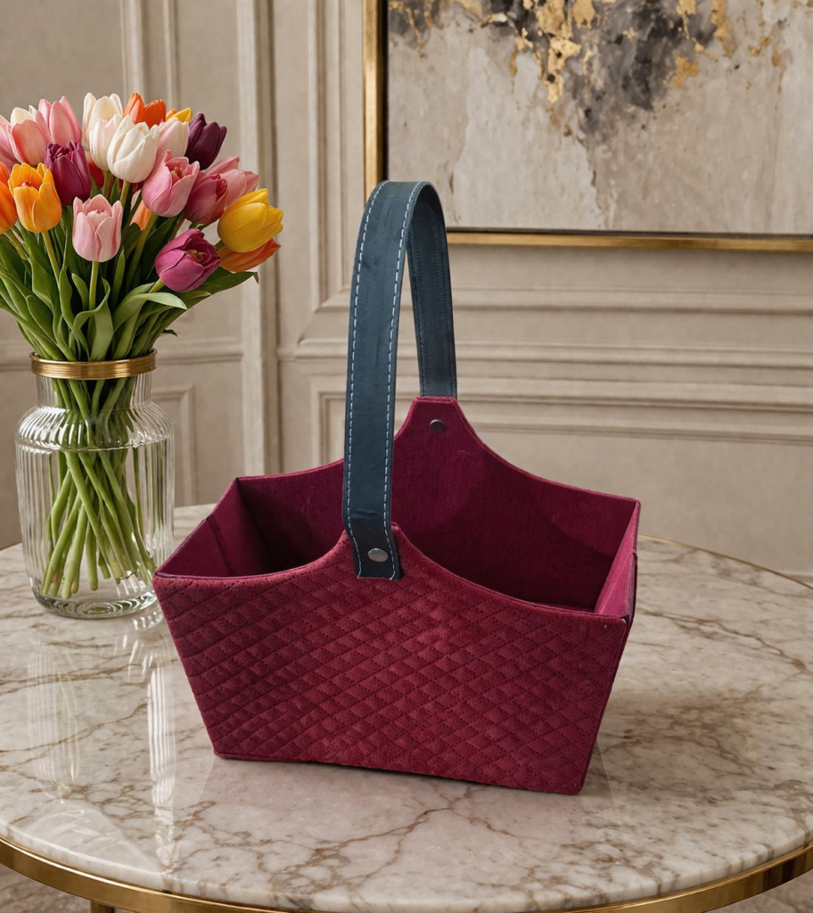 empty basket for gift hamper Marron premium velvet design