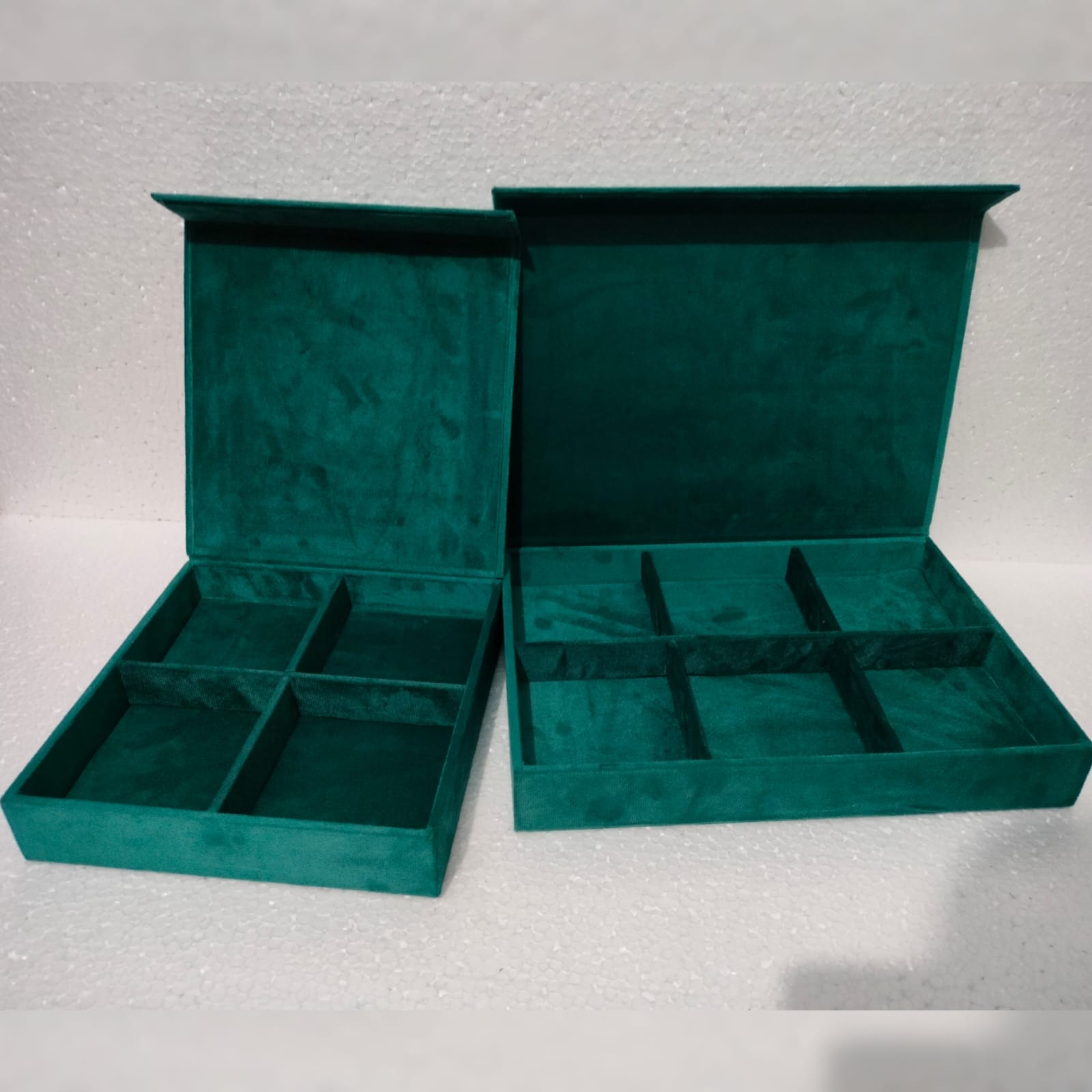 "Empty 6 section MDF Dry Fruit Box with removable dividers for gift packing."